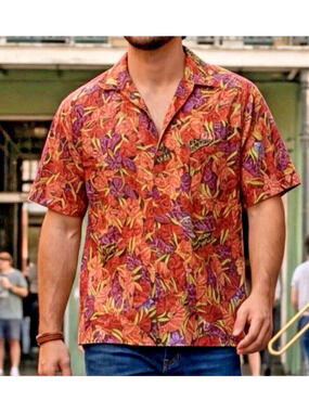 Bayou Wear New Orleans Jazz Fest Crawfish Mens Shirt Size Small Hawaiian Camp